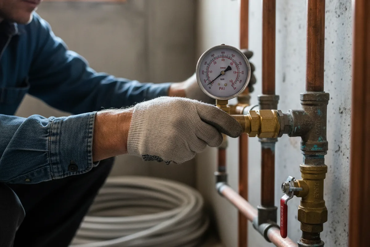 Pressure testing a repaired line during Water Line Repair in Bloomfield